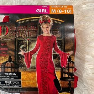 Girls Halloween Devil Delightfully Devilish Halloween Costume M(8-10)👻